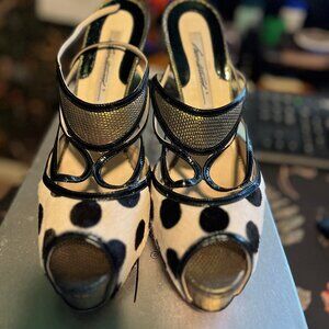 Brian Atwood Calf Hair Polka Dot Platform Sandals "Aura" Sz 40(9 US)